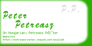 peter petreasz business card